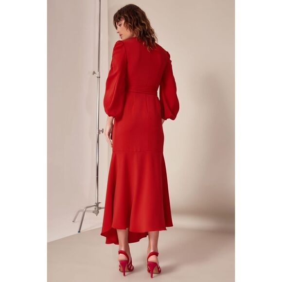 Kimono Wrap Red Gown - Picture 3 of 11